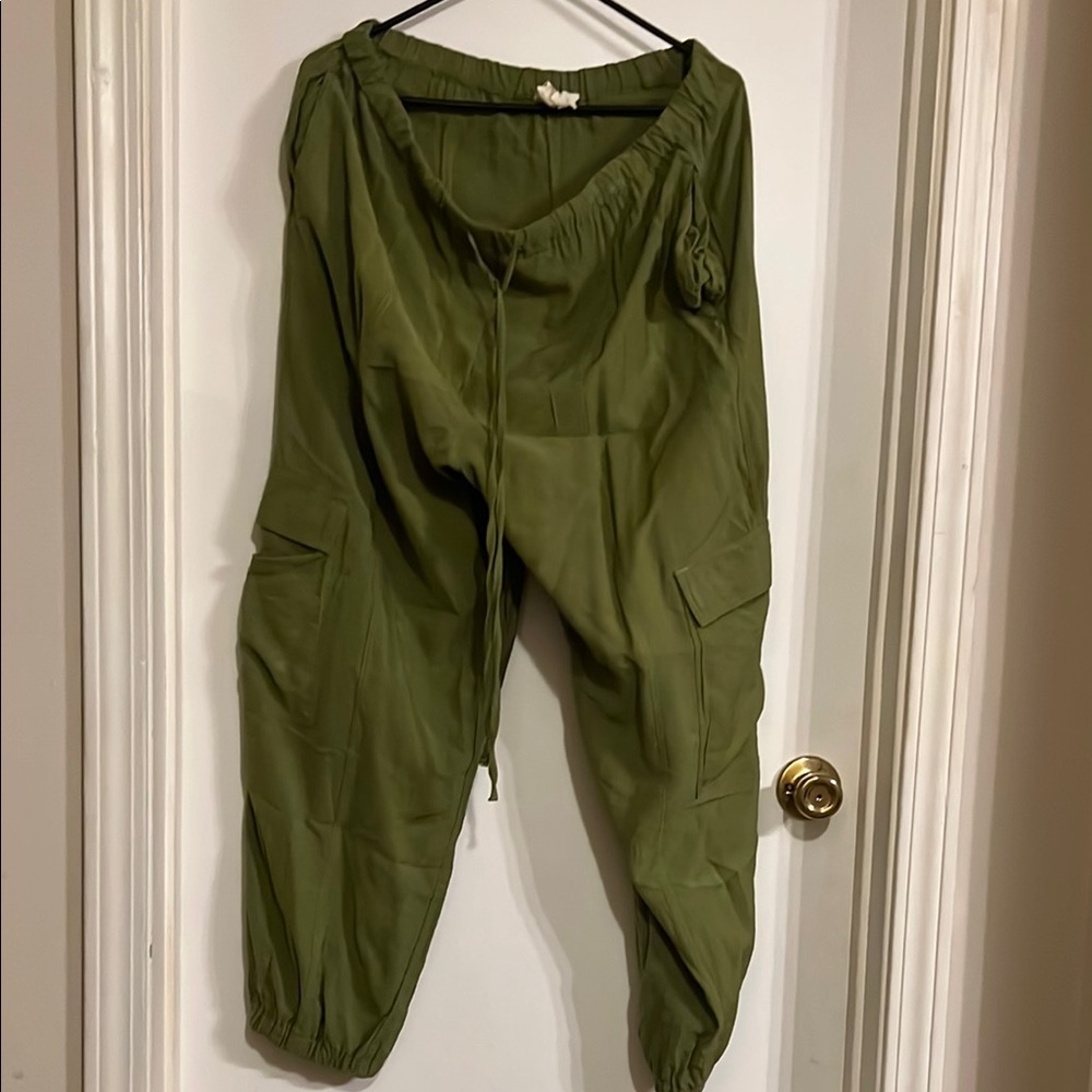 Green Track Pants Comfortable Joggers
